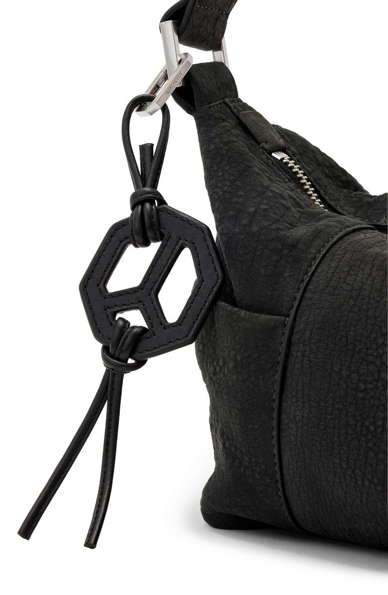 AllSaints Peace Leather Bag Charm, Alternate, color, Black