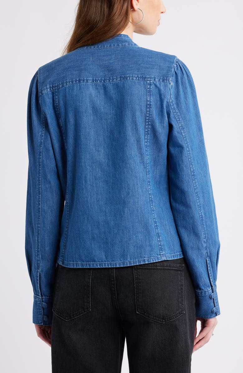 Treasure & Bond Pussybow Chambray Shirt, Alternate, color, Medium Wash
