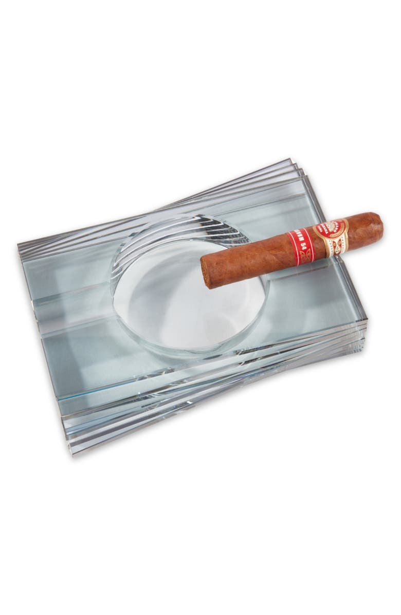 Bey-Berk Gemini Crystal Ashtray, Alternate, color, Clear