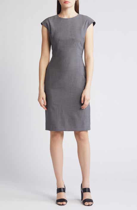 BOSS Cap Sleeve Wool Sheath Dress
