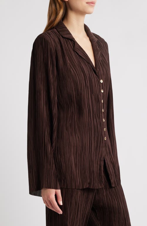 Cult Gaia Textured-finish Blouse In Brown