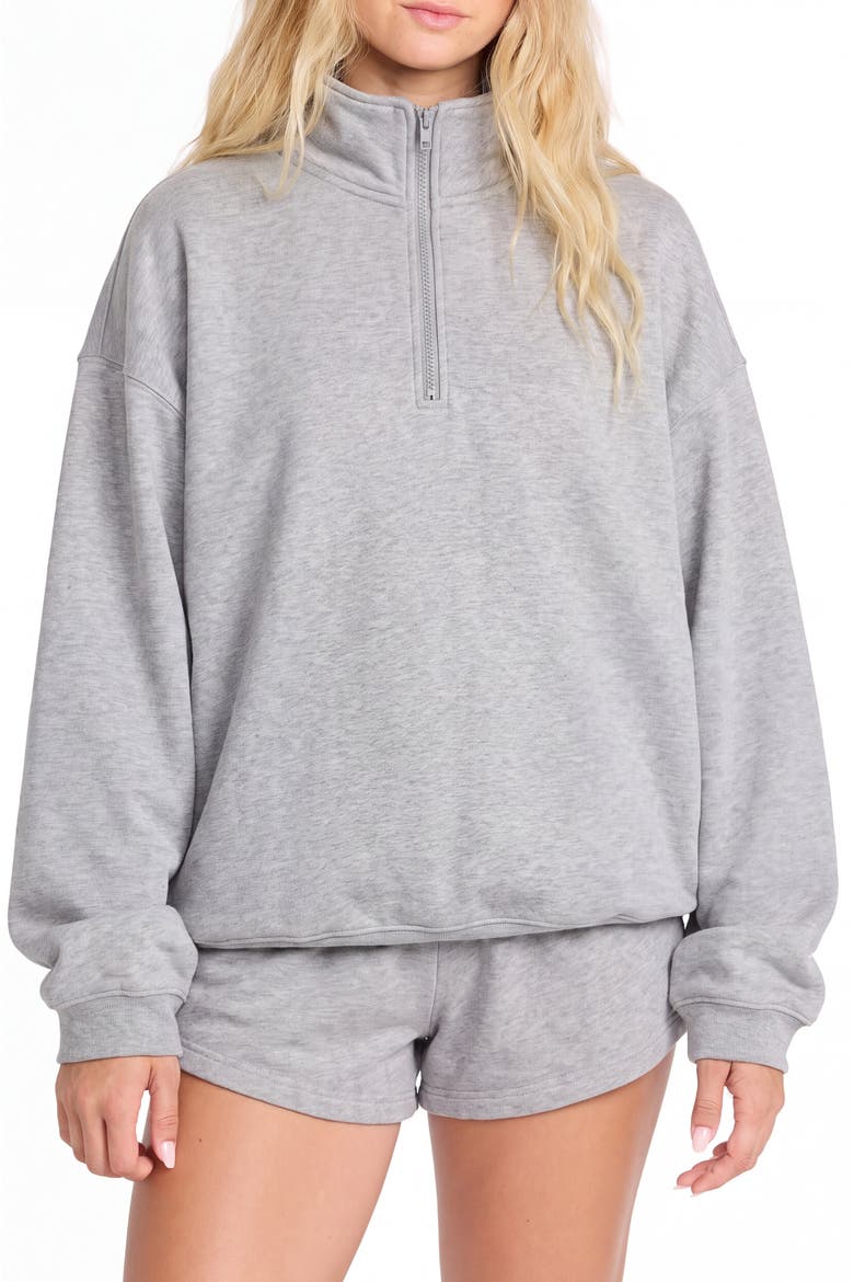 Oversized Quarter Zip Fleece Pullover, Alternate, color, Grey