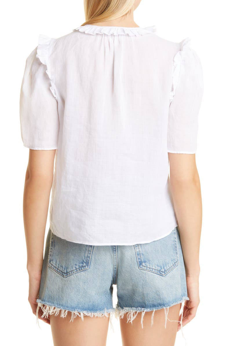 FRAME Tie Neck Ruffle Blouse | Nordstromrack