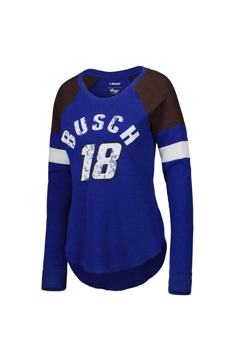 G-III 4HER BY CARL BANKS Women's G-III 4Her by Carl Banks Royal Kyle Busch Action Tri-Blend Thermal Raglan Long Sleeve T-Shirt, Alternate, color, Royal
