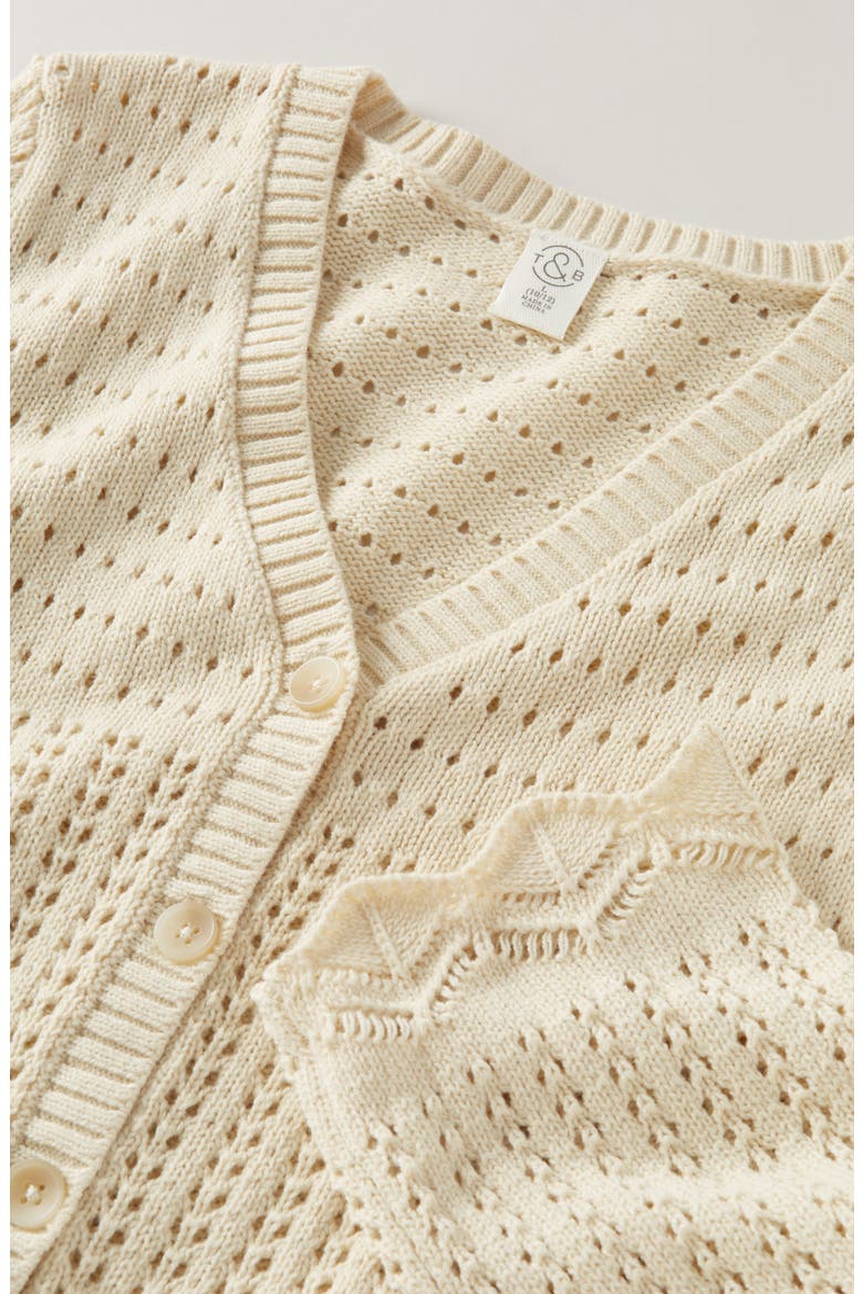 Kids' Mixed Stitch Cardigan, Alternate, color, BEIGE ANGORA