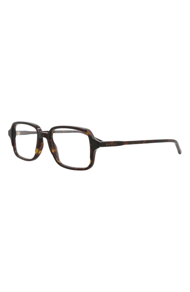 Gucci 51mm Rectangular Optical Glasses, Alternate, color, Havana Havana Transparent