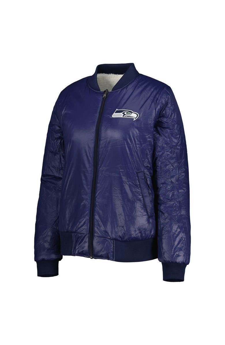 G-III 4HER BY CARL BANKS Women's G-III 4Her by Carl Banks Oatmeal/College Navy Seattle Seahawks Switchback Reversible Full-Zip Jacket, Alternate, color, Oatmeal
