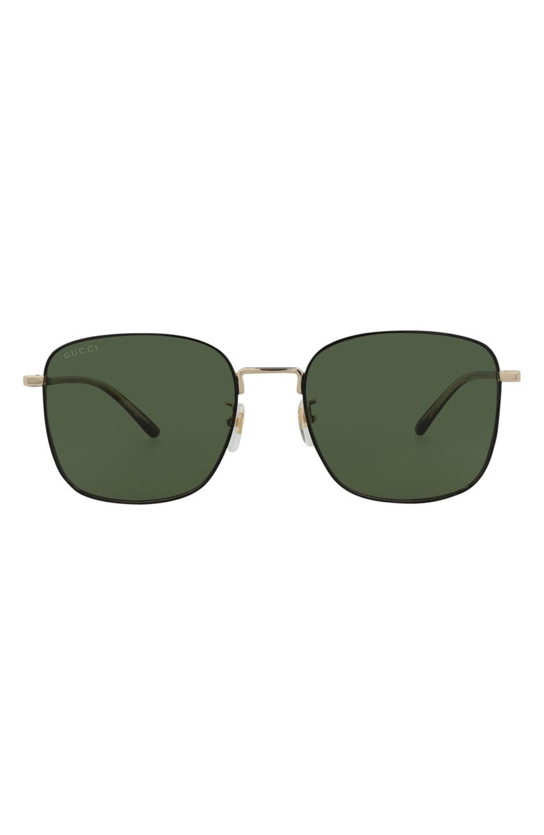 Gucci Novelty 58mm Rectangular Sunglasses, Main, color, Gold Havana Green