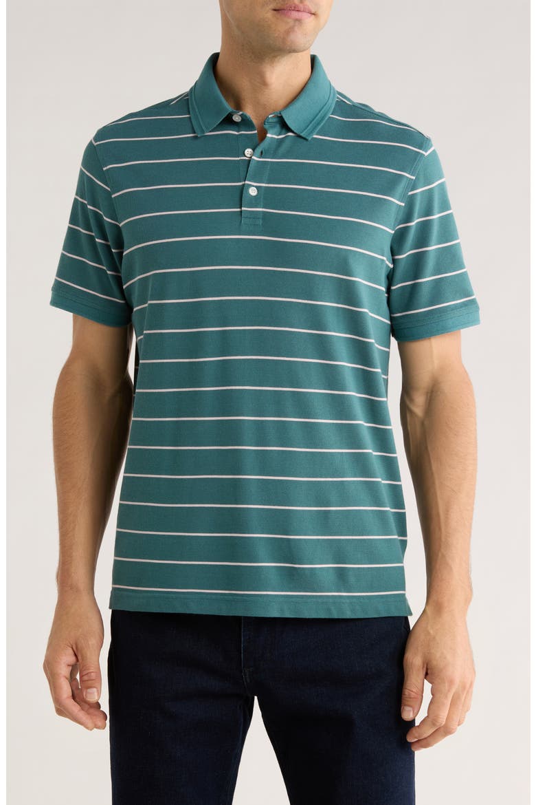 Stripe Cotton Blend Polo, Main, color, TEAL BIFF STRIPE