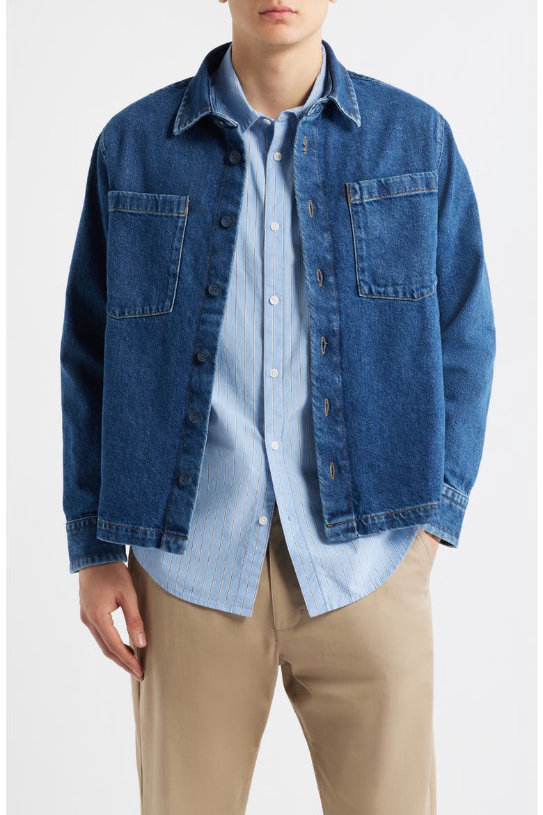Heavyweight Denim Overshirt, Main, color, MID WASH