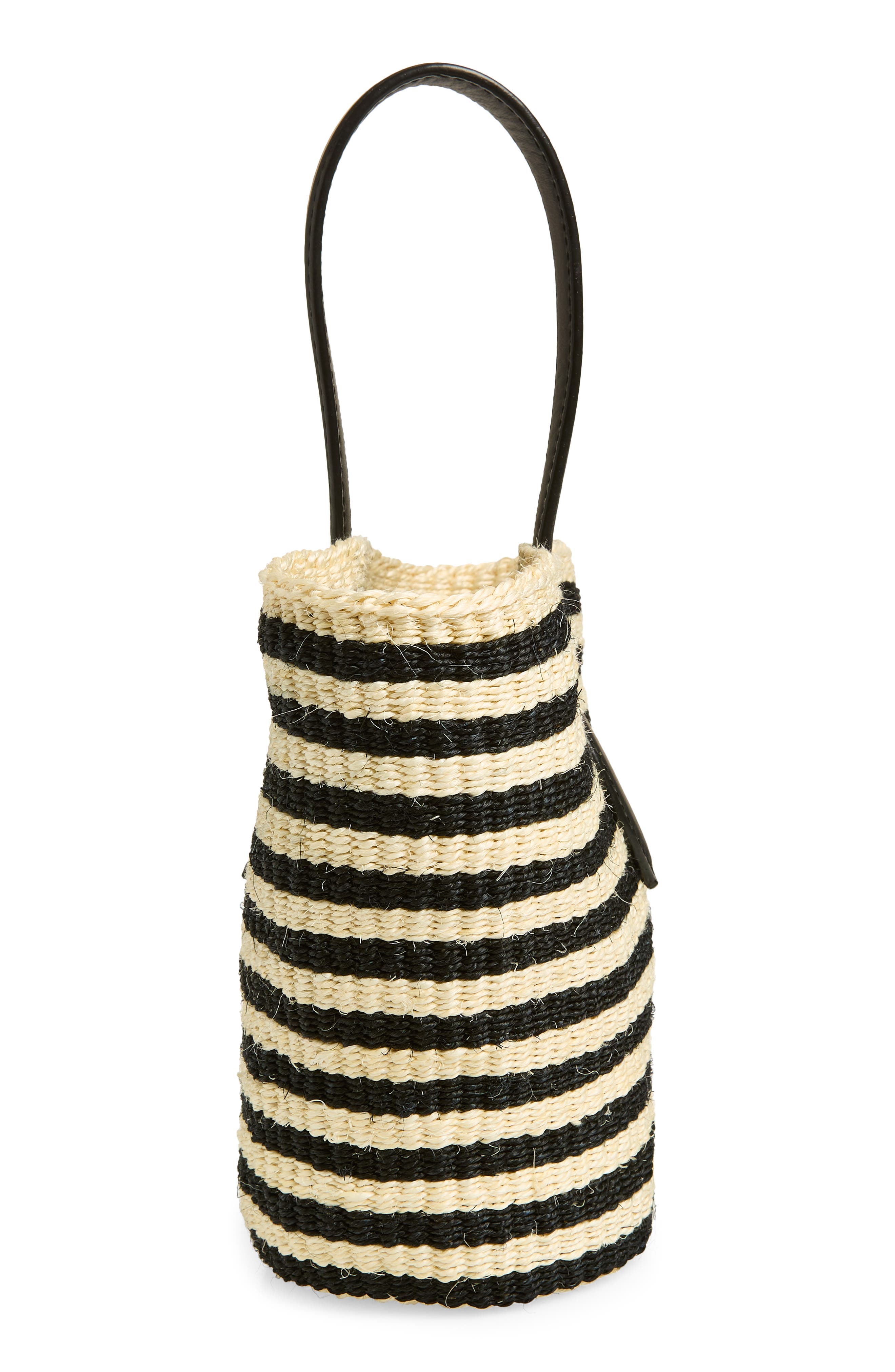 LIFFNER Single Handle Straw Basket Tote, Alternate, color, Black/ Cream
