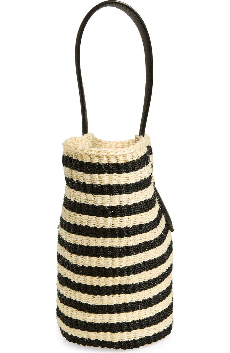 LIFFNER Single Handle Straw Basket Tote, Alternate, color, Black/ Cream