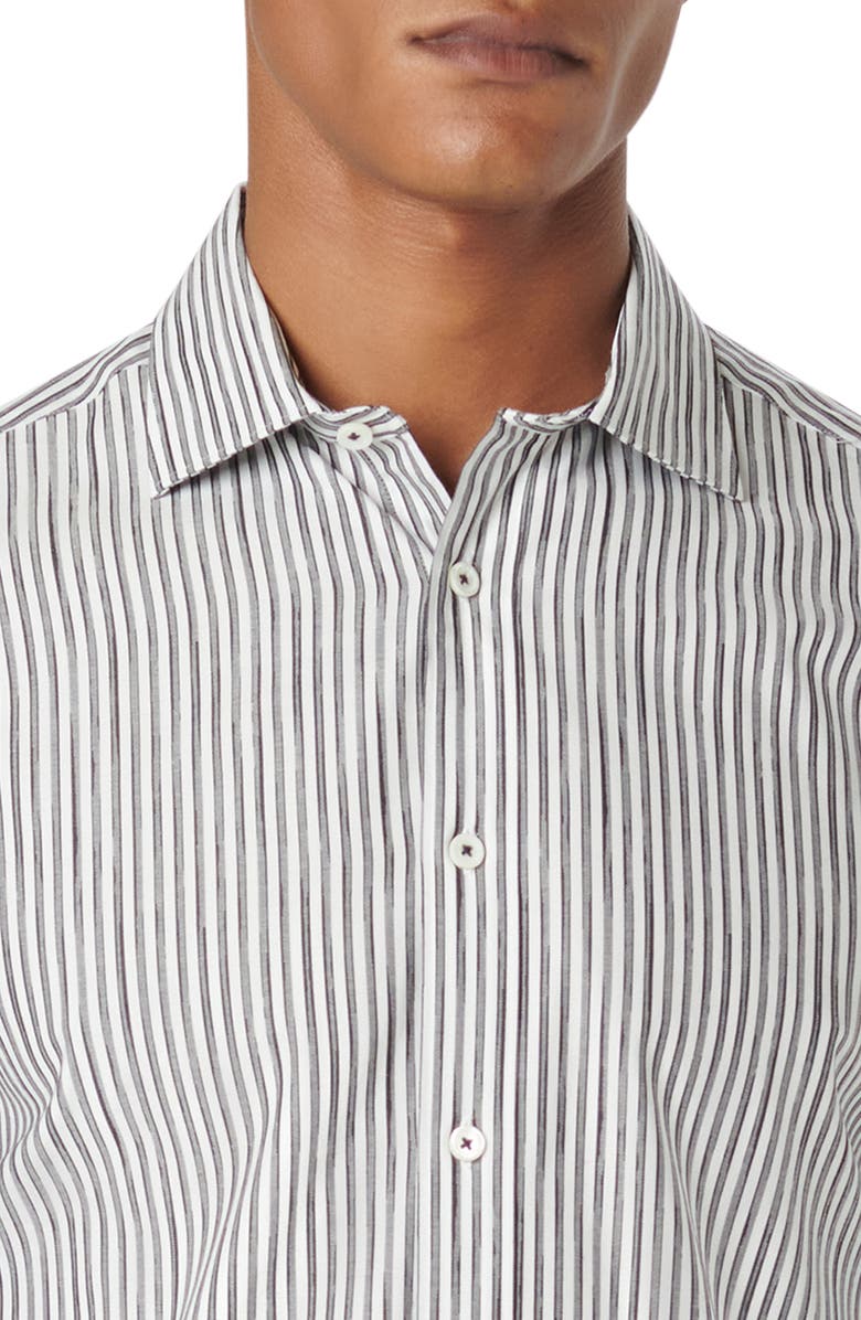 Bugatchi Axel Shaped Fit Woven Button-Up Shirt, Alternate, color, Asphalt