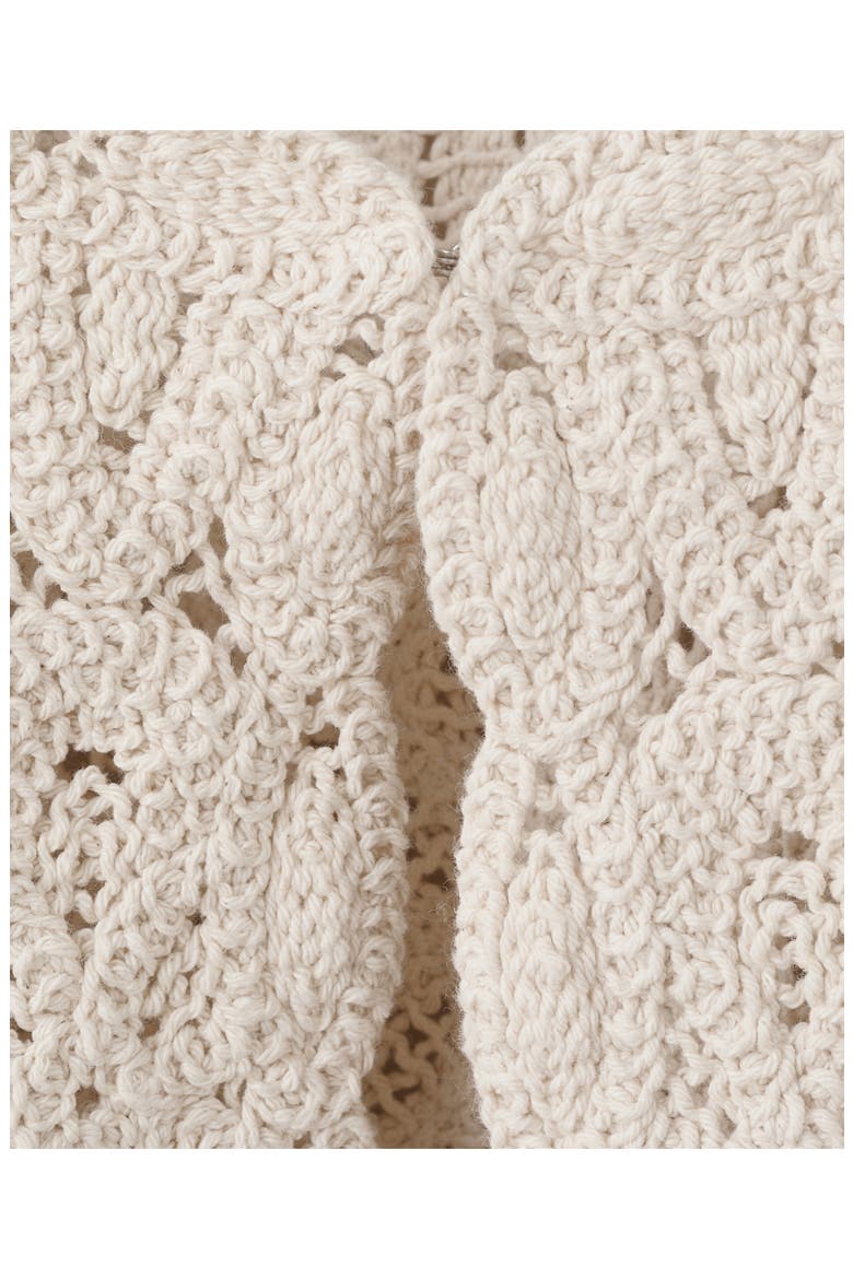 Crochet Cotton Blend Cardigan, Alternate, color, SAND
