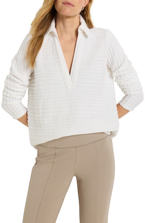 Textured Long Sleeve Johnny Collar Polo