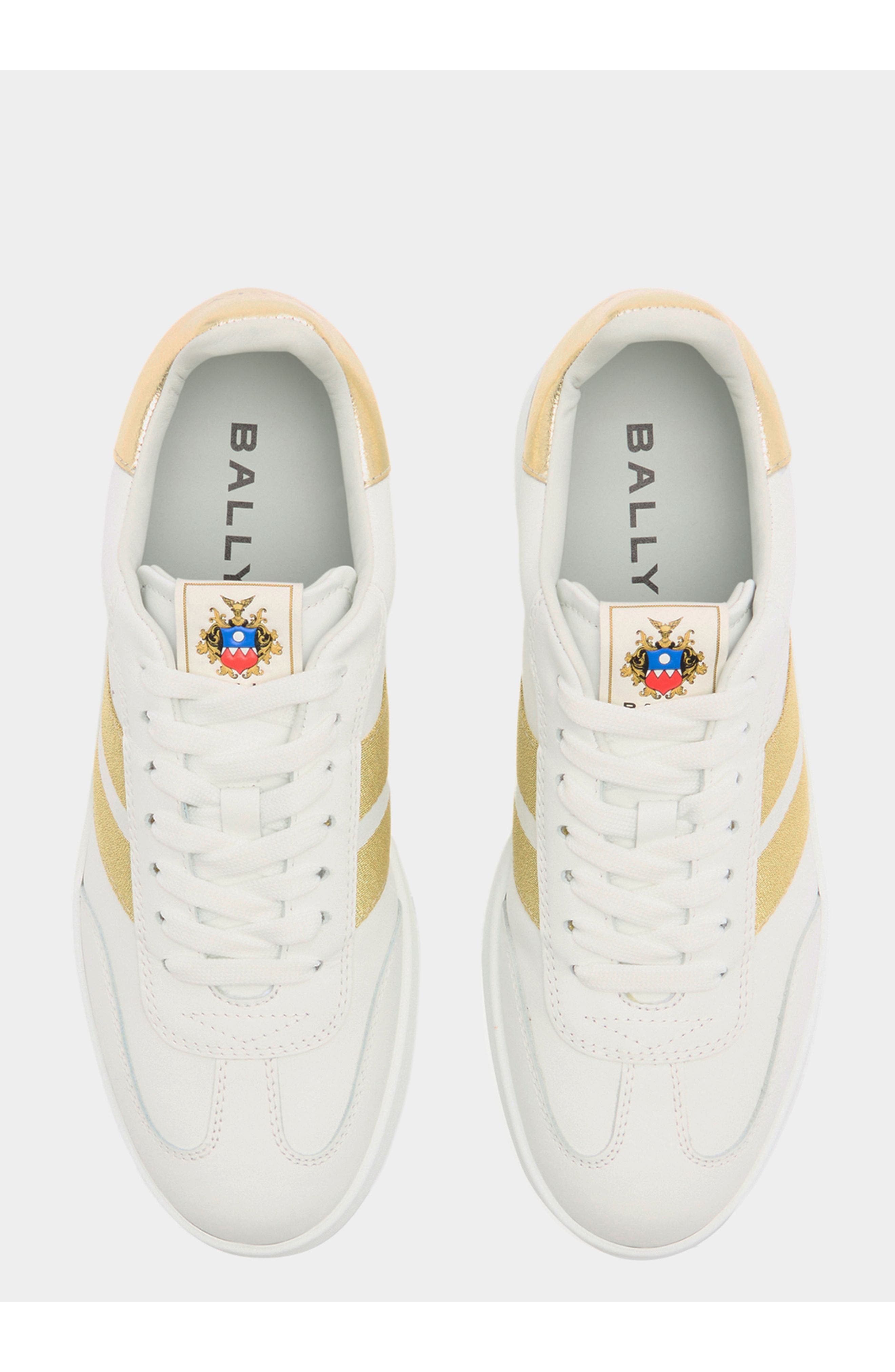 Bally Calf Leather Retro Crest Sneaker, Alternate, color, White