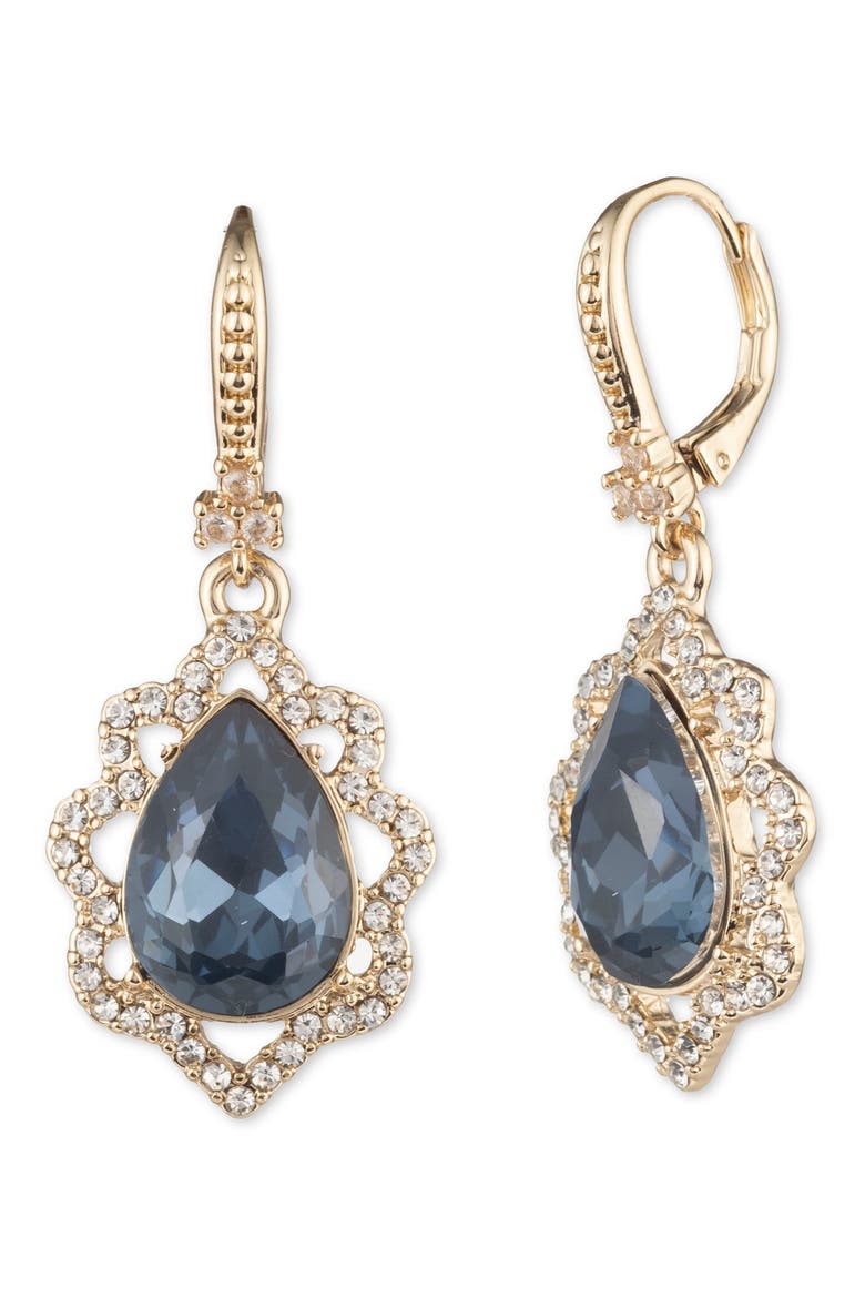 Replenishment Crystal Pear Drop Earrings, Main, color, BLUE