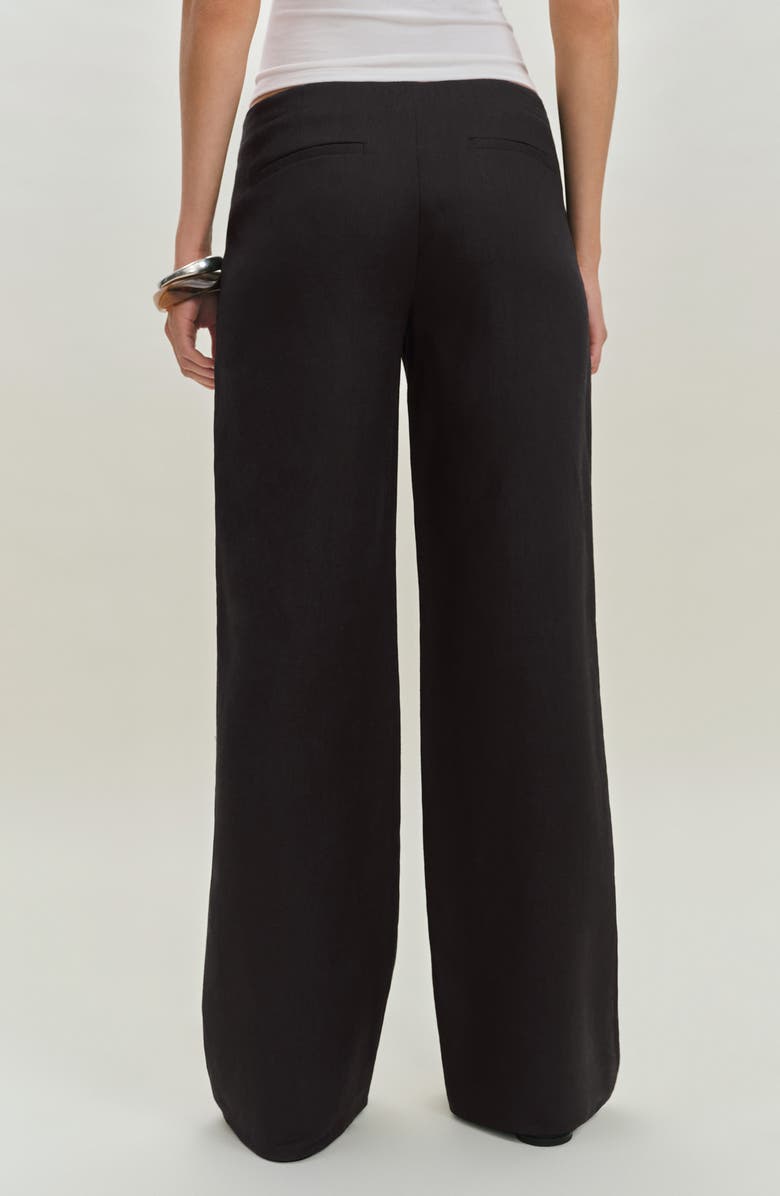 Reformation Vida Low Rise Linen Pants, Alternate, color, Black