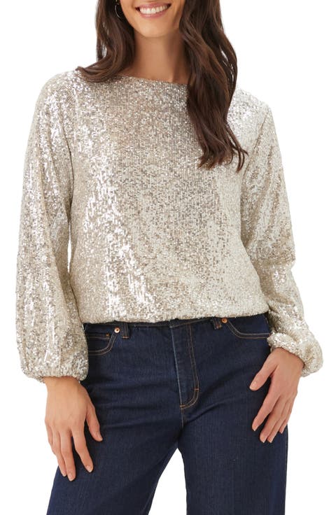 Sequin Boat Neck Top