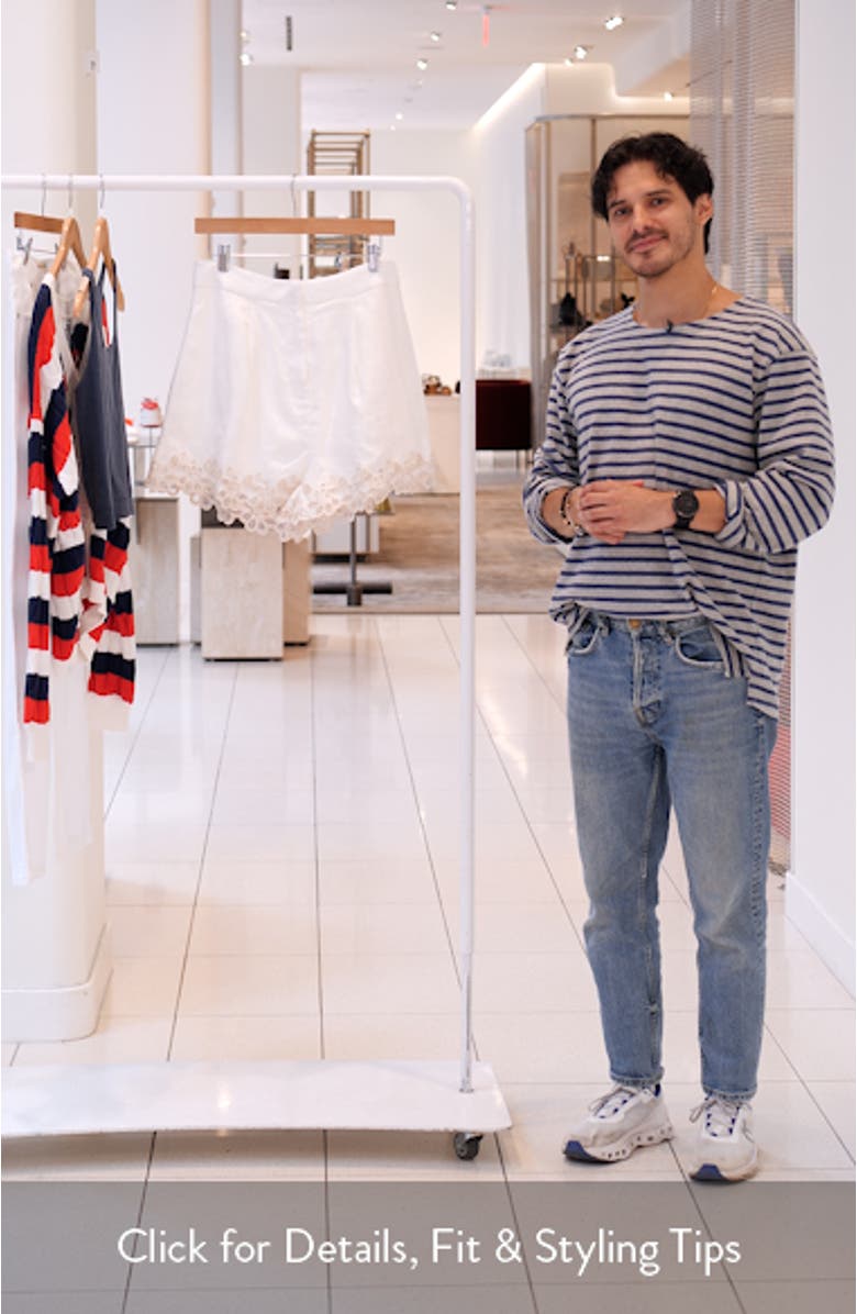 Kiya Eyelet Hem Linen Shorts, sales video thumbnail