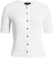 rag & bone Ayan Fringe Trim Rib Cardigan