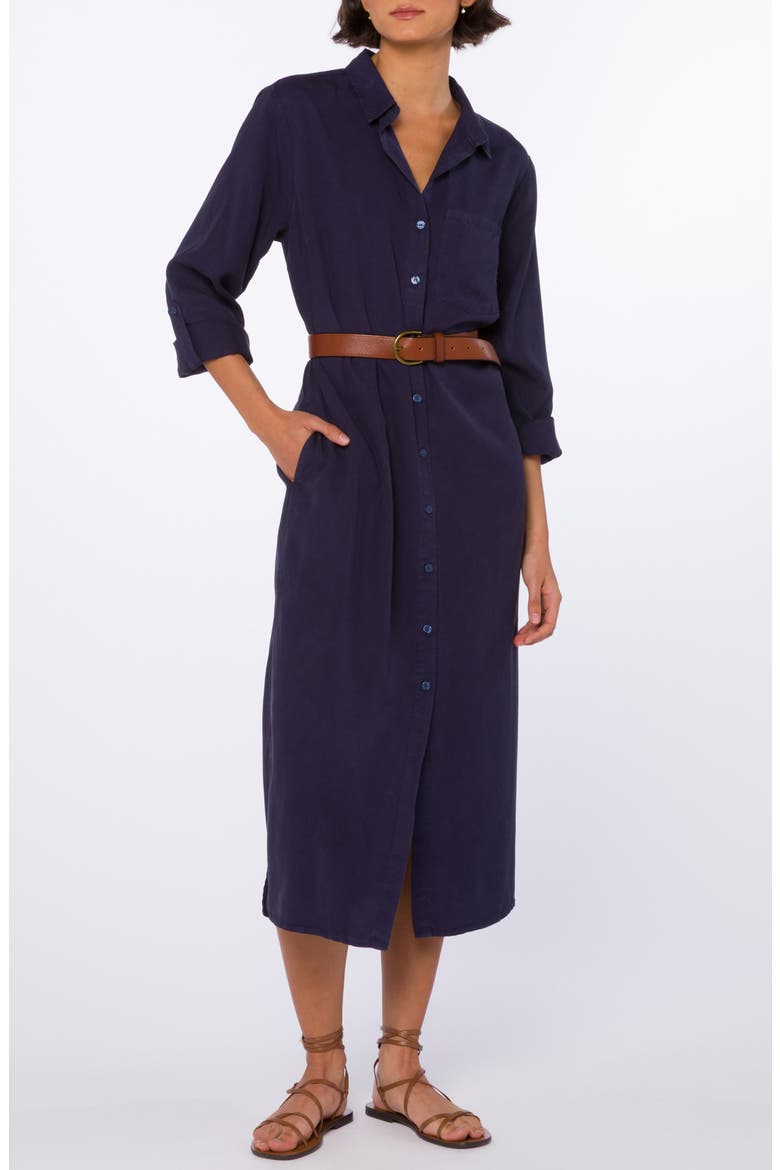 Belsey Flowy Button-Up Maxi Shirtdress, Alternate, color, NAVY