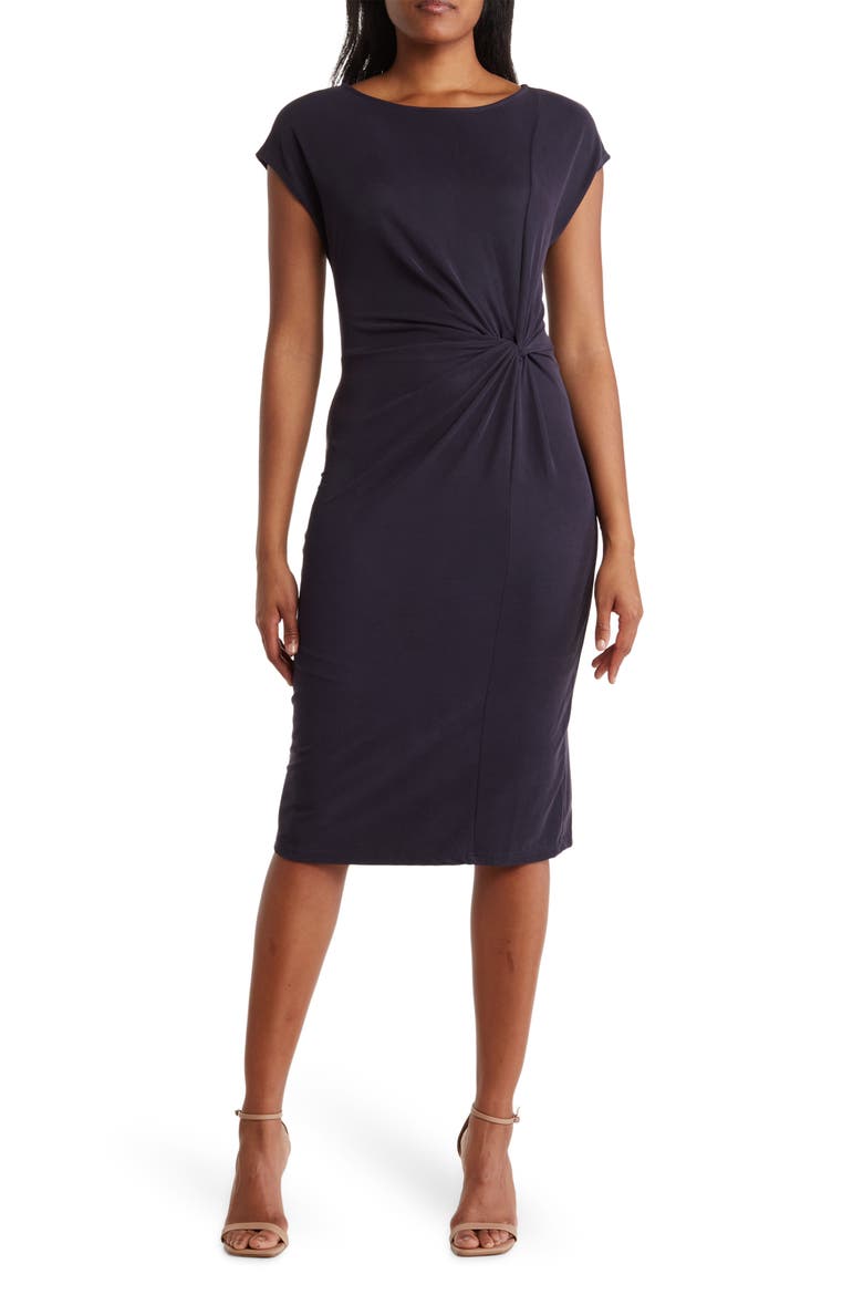 Side Knot Modal Blend Midi Dress, Main, color, NAVY NIGHT