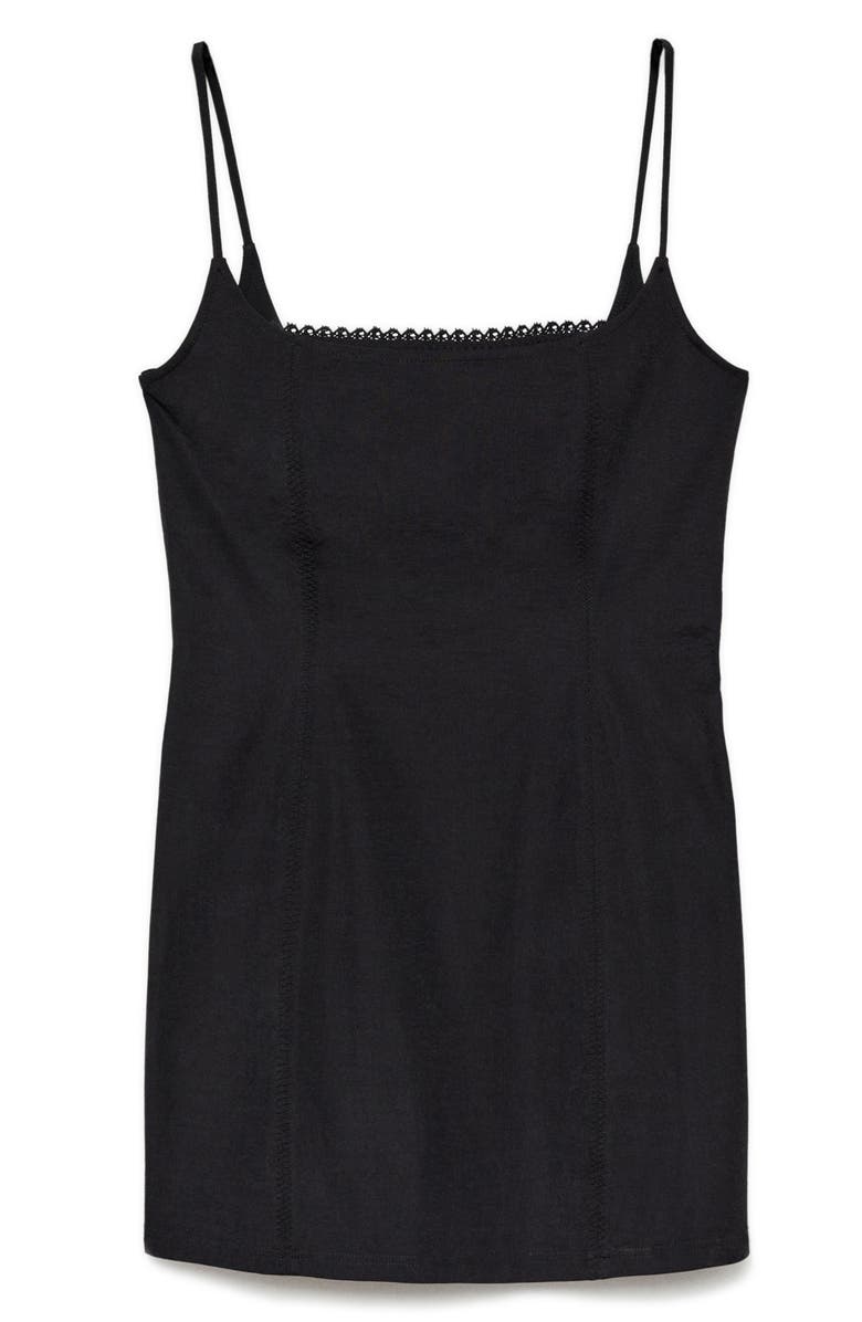 MANGO Lace Trim Minidress, Alternate, color, Black