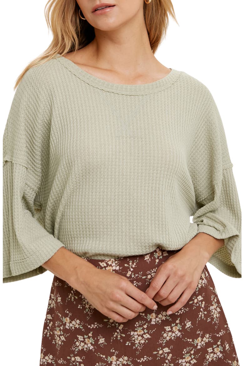 Cotton Blend Waffle Knit Top, Main, color, OLIVE