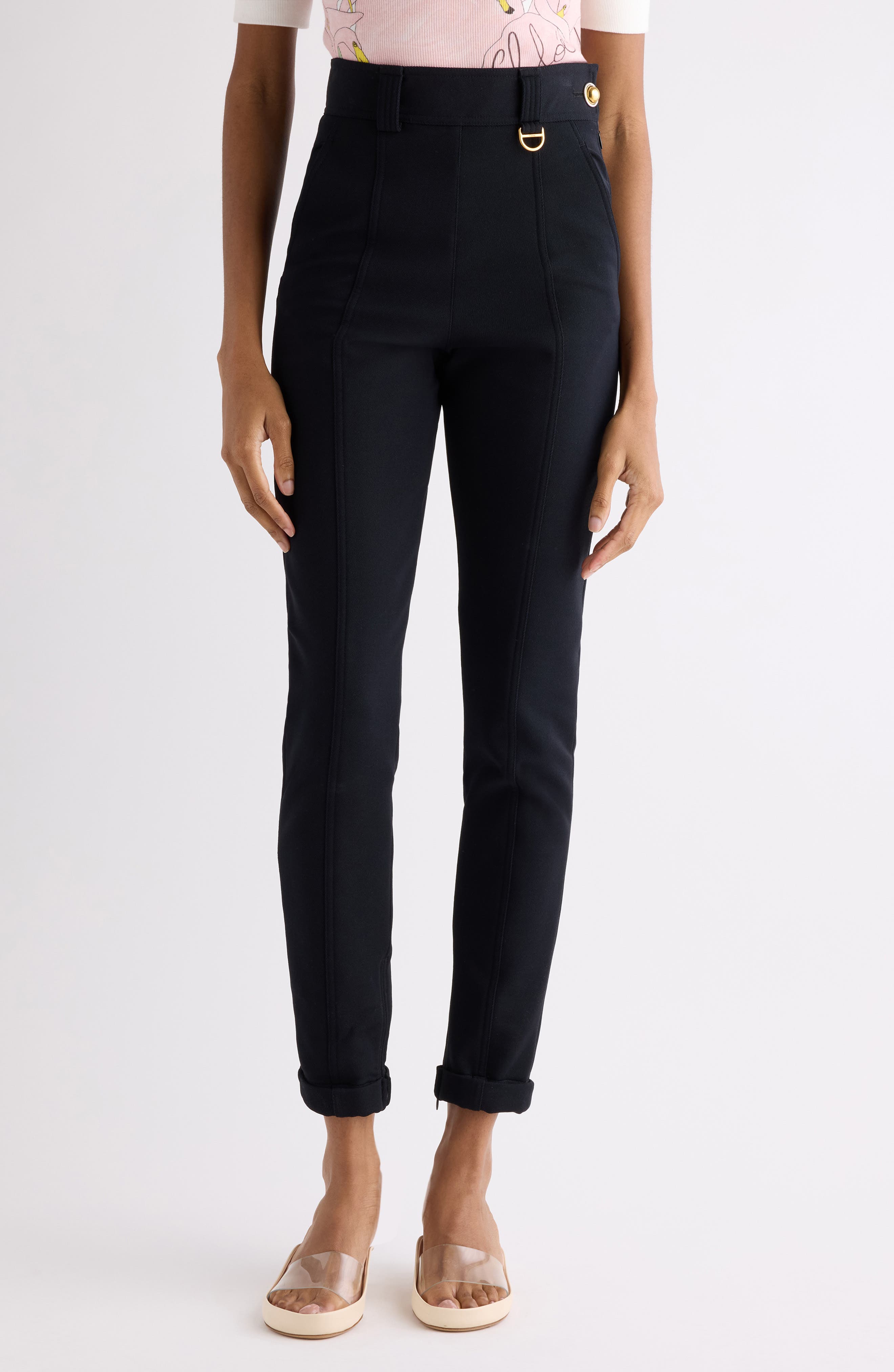 High Waist Stretch Tricotine Pants