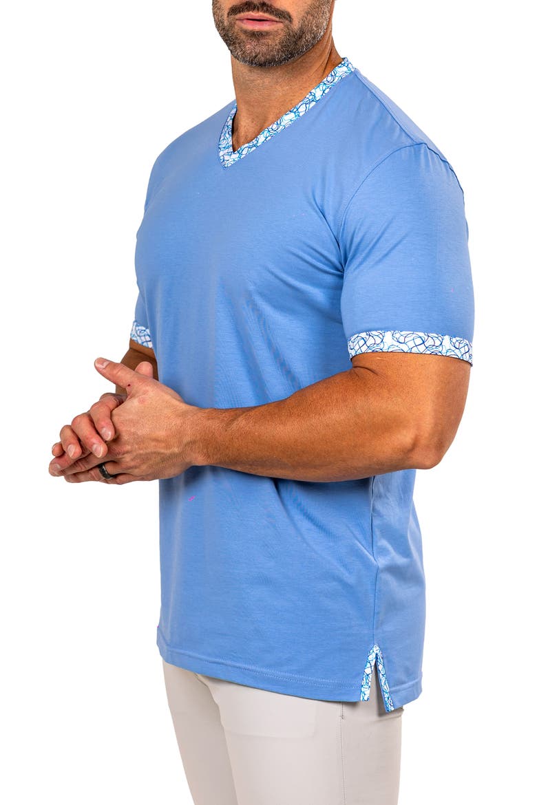 Edison Marthyr0005 Blue Cotton V-Neck T-Shirt, Alternate, color, BLUE