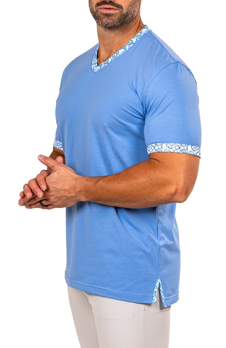 Maceoo Edison Marthyr0005 Blue Cotton V-Neck T-Shirt, Alternate, color, 