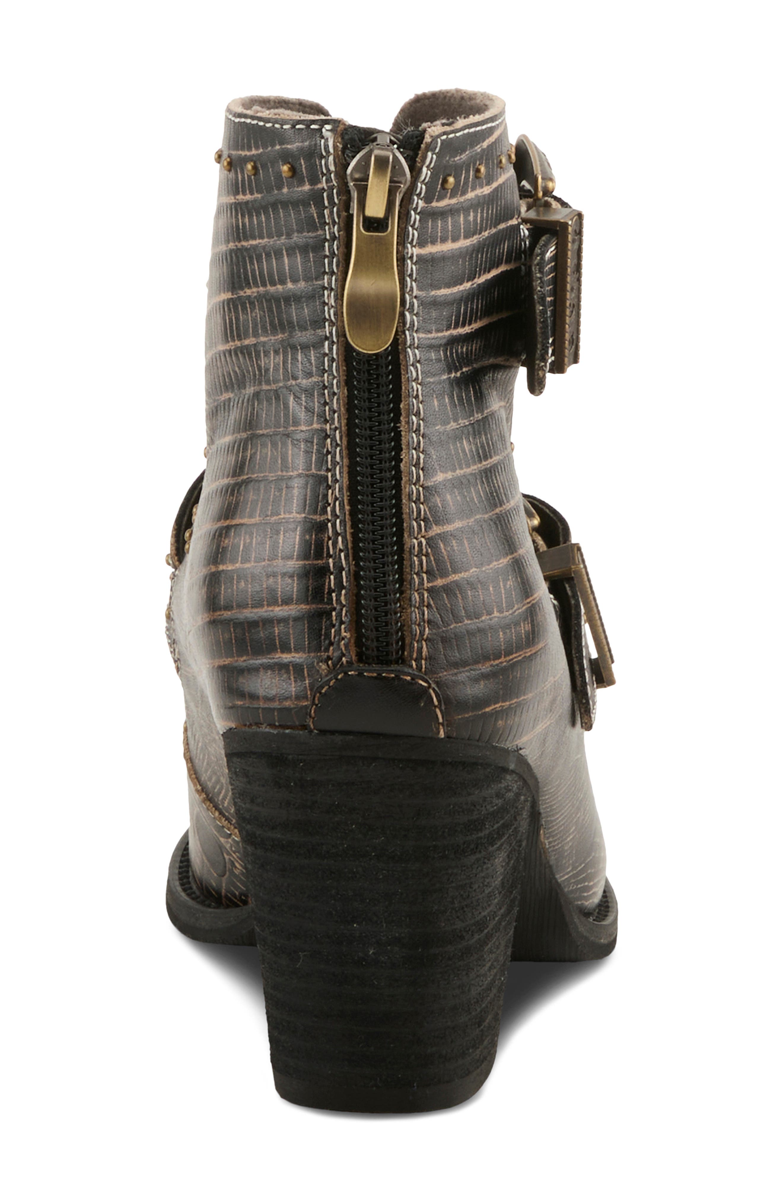 L'Artiste by Spring Step Notched Nature Buckled Bootie, Alternate, color, Black