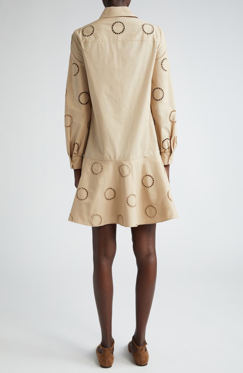 Akris punto Eyelet Embroidered Long Sleeve Cotton Shirtdress, Alternate, color, 