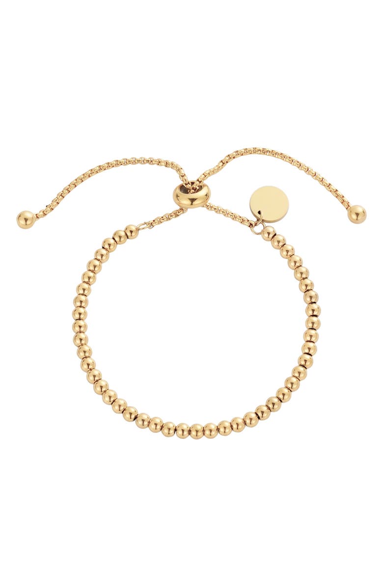 Adornia 18K Gold Plated Beaded Slider Bracelet, Main, color, Gold