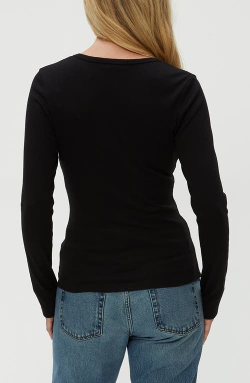 Michael Stars Remi V-neck Rib Top In Black