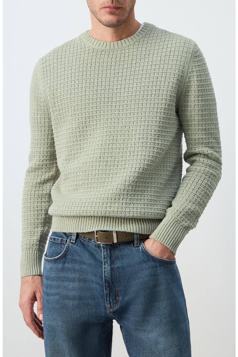 Crewneck Open Knit Sweater, Main, color, MINT GREEN