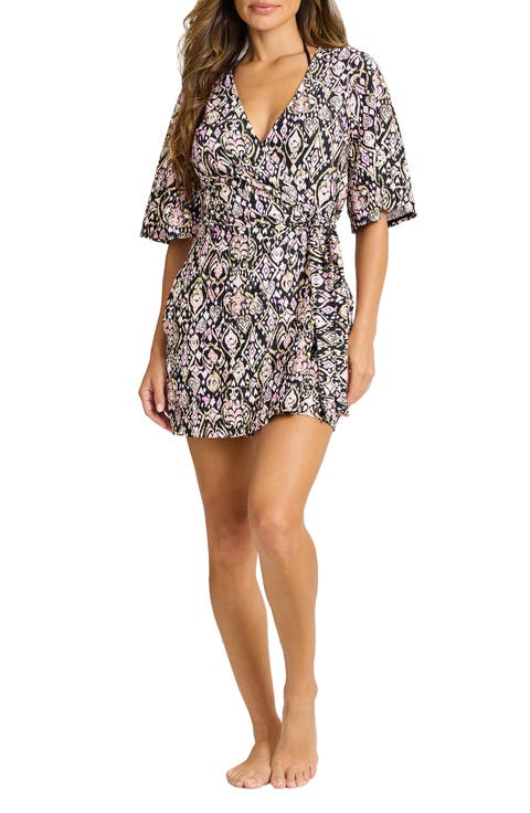 Tropic Isles Ikat Wrap Cover-Up Romper