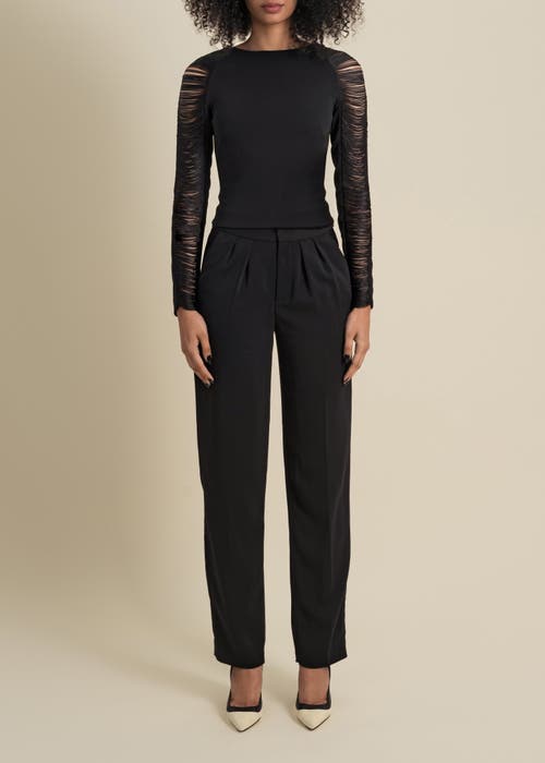 Contessa Mills Medusa Fitted Hand-dyed Fringe Stretch Crepe Top In Black