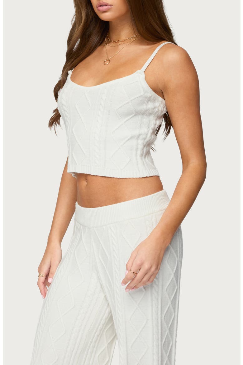 Louise Cable Stitch Crop Camisole, Alternate, color, WHITE