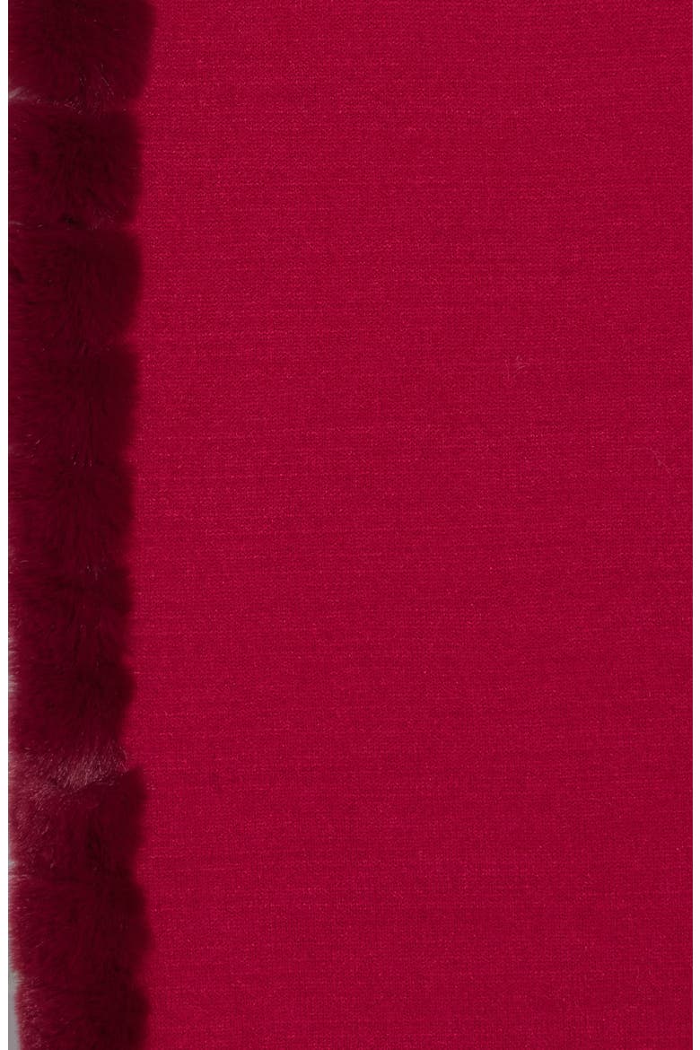 Faux Fur Trim Wrap Scarf, Alternate, color, RED
