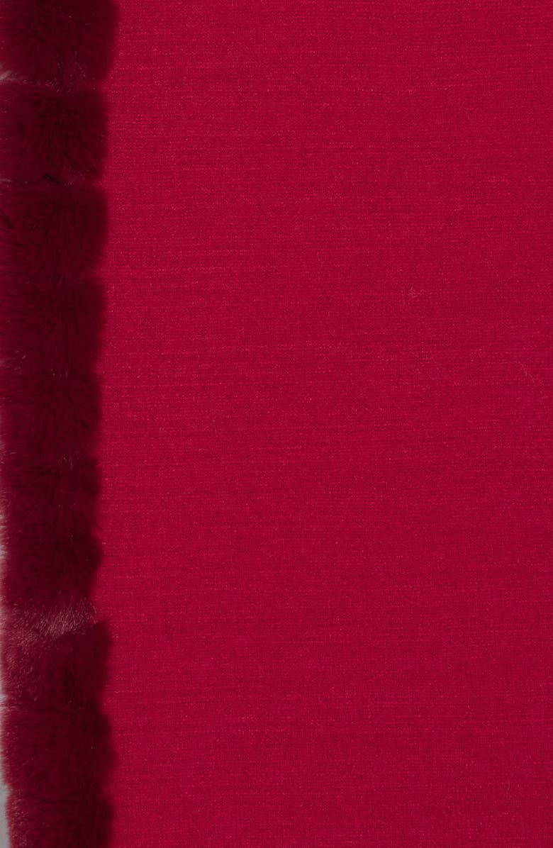 La Fiorentina Faux Fur Trim Wrap Scarf, Alternate, color, Red