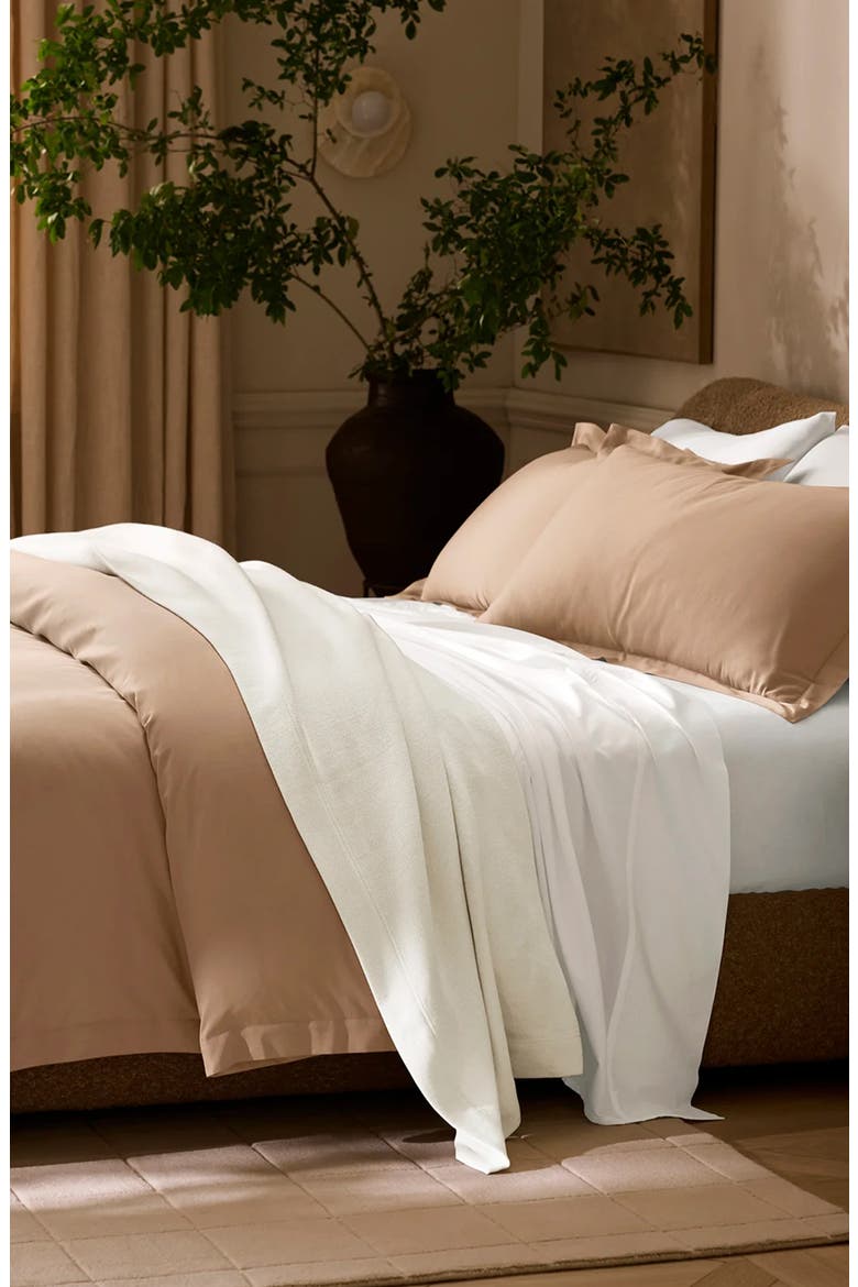 Signature Hemmed Duvet Set, Alternate, color, CAMEL