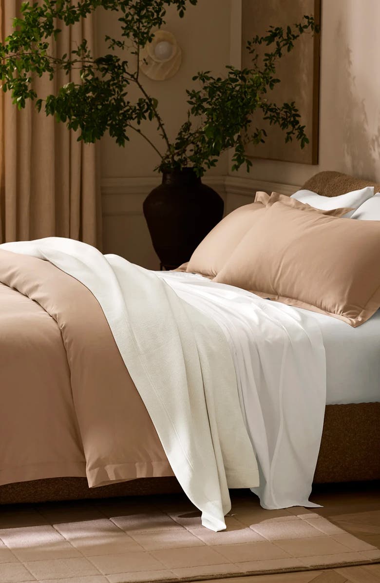 Boll & Branch Signature Hemmed Duvet Set, Alternate, color, Camel