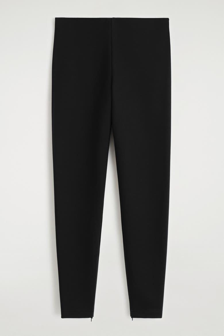 Zipped-Cuff Leggings, Alternate, color, BLACK