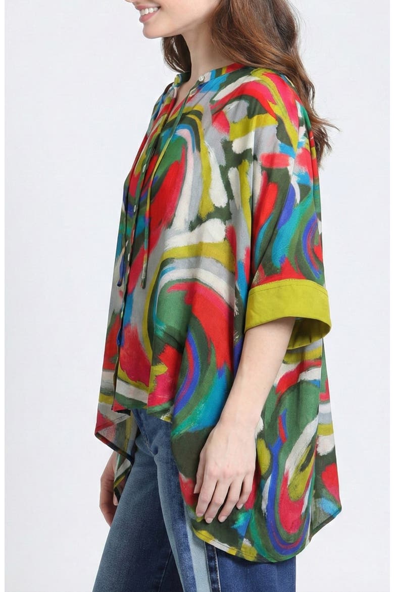 Abstract Print Tunic, Alternate, color, DARK GREENMULTI