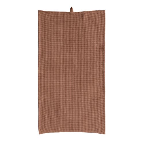 Storied Home Oversized Woven Linen And Cotton Waffle Decorative Tea Towel With Loop For Dining And K In Brown