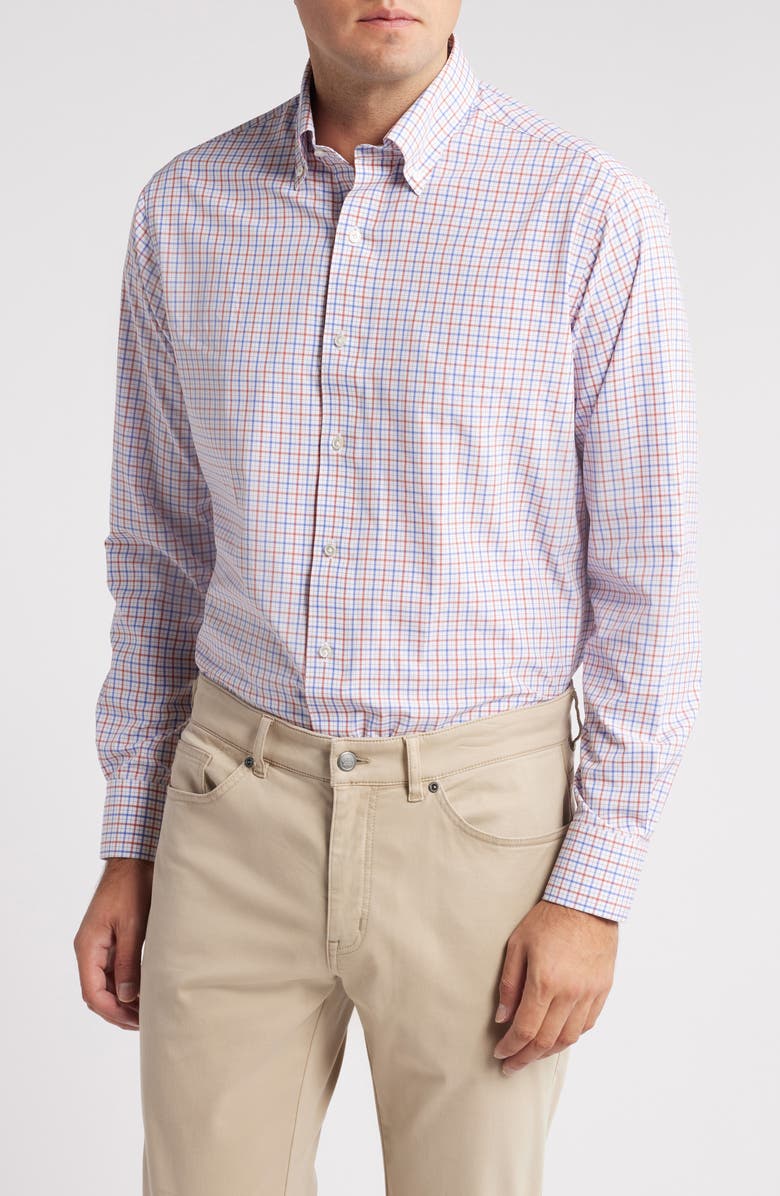 Peter Millar Moors Check Performance Button-Down Shirt, Main, color, 