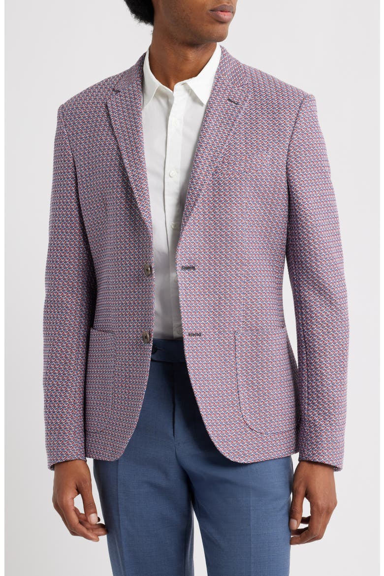 Roma Jersey Jacquard Sport Coat, Main, color, RED MULTICOLOR