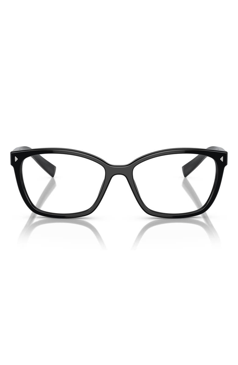 Prada 53mm Rectangular Optical Glasses, Main, color, Black